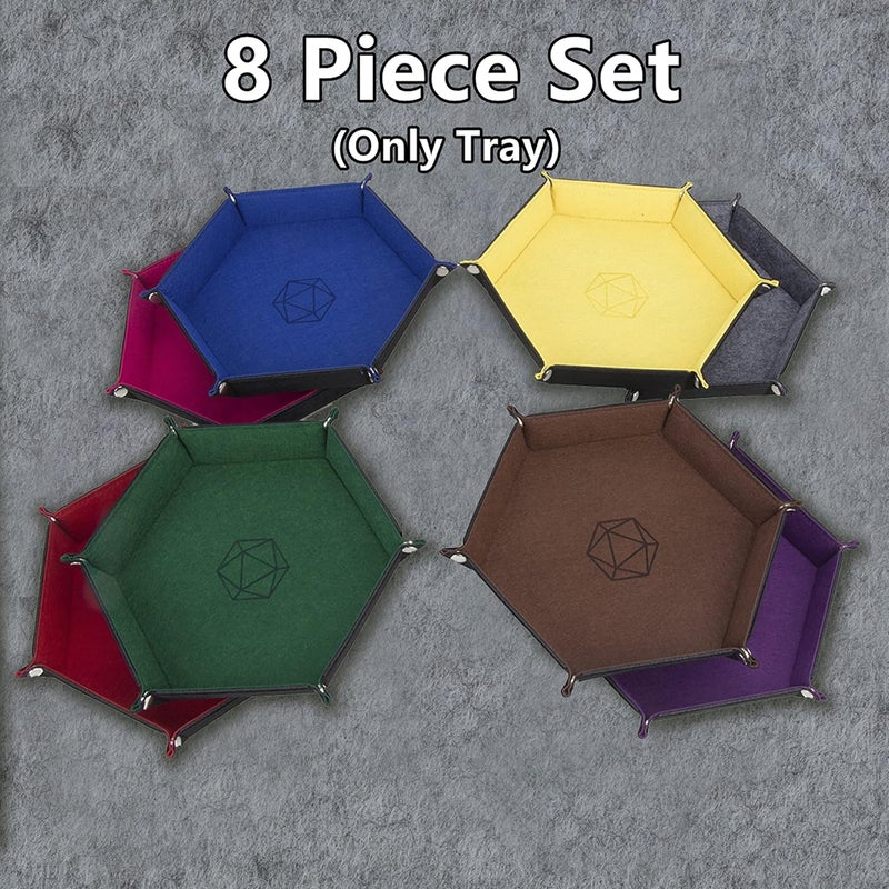 KISLANE Dice Tray 8 Pieces Folding Hexagon Dice Storage, Felt Dice Tray Holder for DND, RPG, MTG and Other Board Games (Hexagon) - Image 2